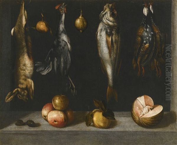 Still Life With Game And Fruits Oil Painting by Alonso De Escobar