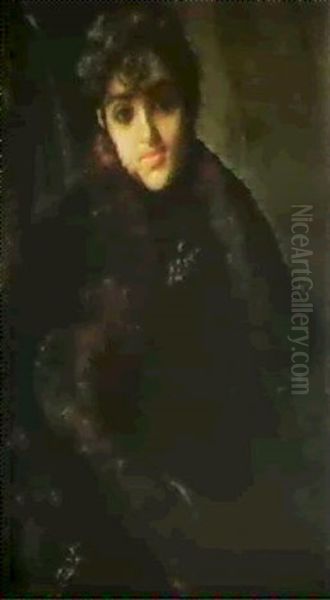 Signora Con Stola Di Pelliccia Oil Painting by Gaetano Esposito