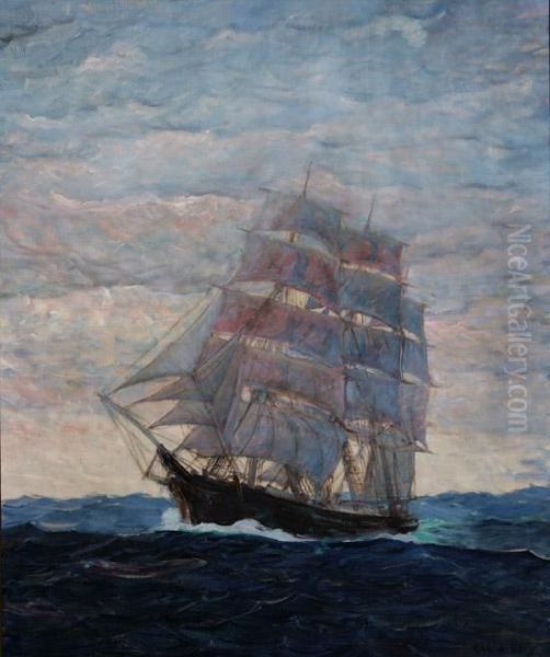 A Clipper Ship At Full Sail Oil Painting by Clifford Warren Ashley