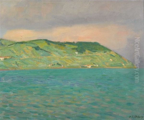 Lac De Geneve A Lully (vue Du Lavaux) Oil Painting by David Estoppey