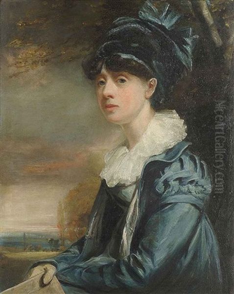 Portrait Of A Girl In A Blue Dress Oil Painting by William Etty