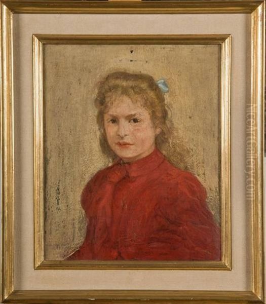 Portrait De Fillette En Rouge Oil Painting by Henri Evenepoel