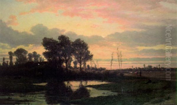 Ilta-aurinkoa Oil Painting by Adrianus van Everdingen