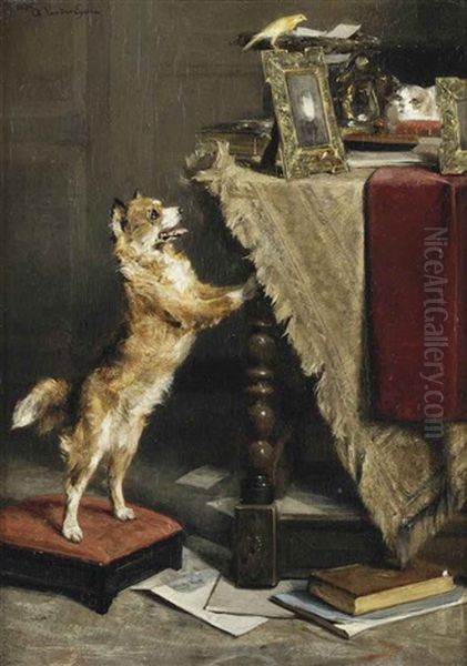 L'oiseau Envole Oil Painting by Charles van den Eycken