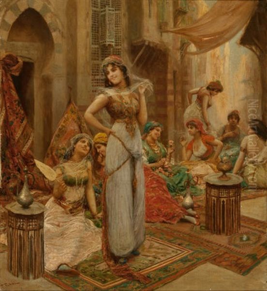 Harem Beauties At Market Oil Painting by Fabio Fabbi