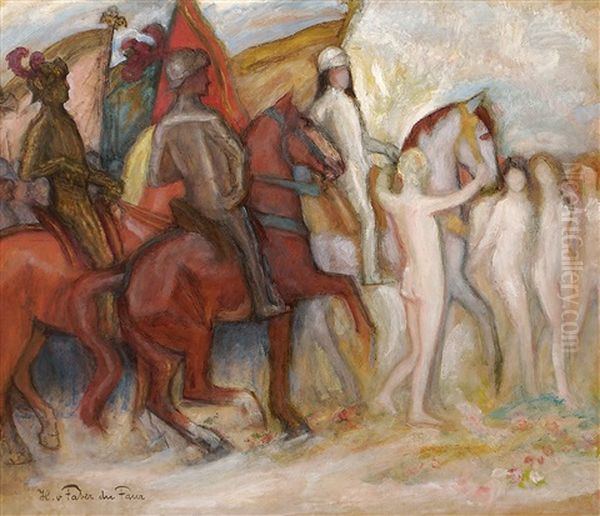 Ankunft Der Ritter Oil Painting by Hans Von Faber Du Faur