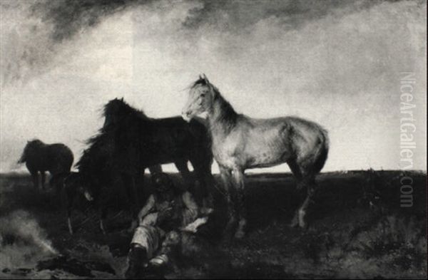 Pferde In Ungar Oil Painting by Otto Von Faber Du Faur