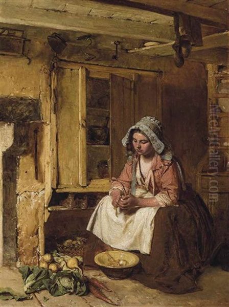 The Young Housewife Oil Painting by Thomas Faed