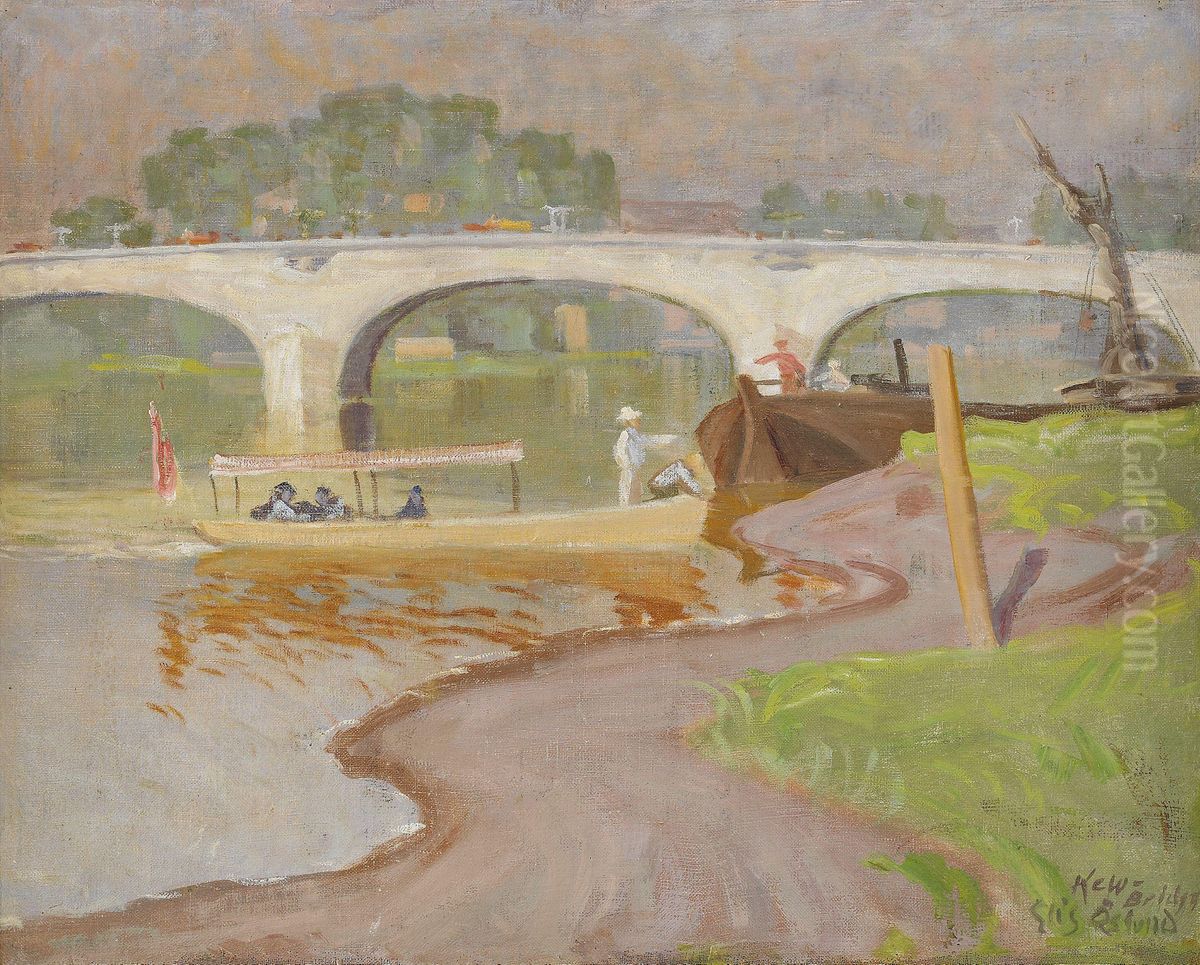 Kew Bridge Oil Painting by Johan Elias, Elis Aslund