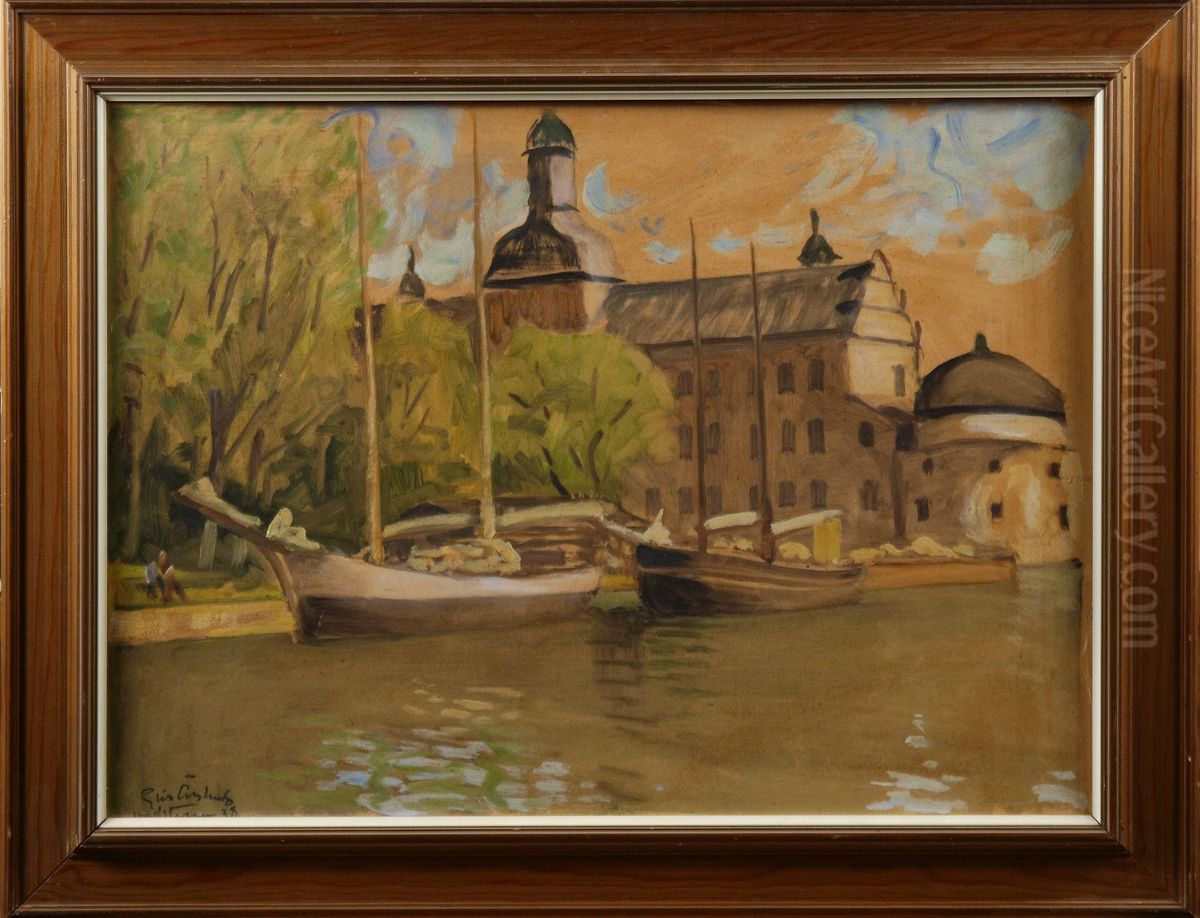 Vadstena Oil Painting by Johan Elias, Elis Aslund