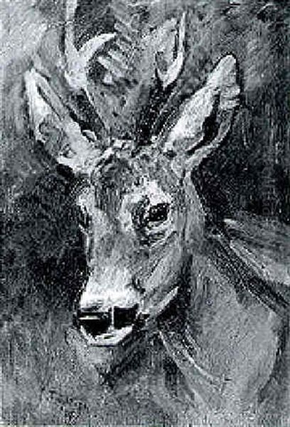 Rehbock Oil Painting by Carl Fahringer