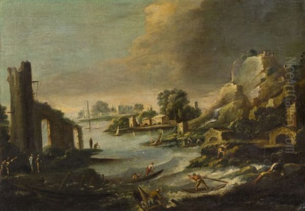 Kustenlandschaft Oil Painting by Anton Faistenberger