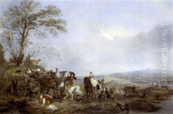 L'accident Sur La Route Oil Painting by Carel van Falens