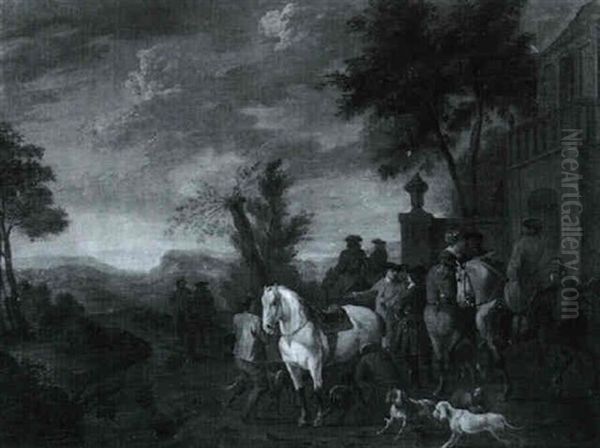 Aufbruch Zur Jagd Oil Painting by Carel van Falens
