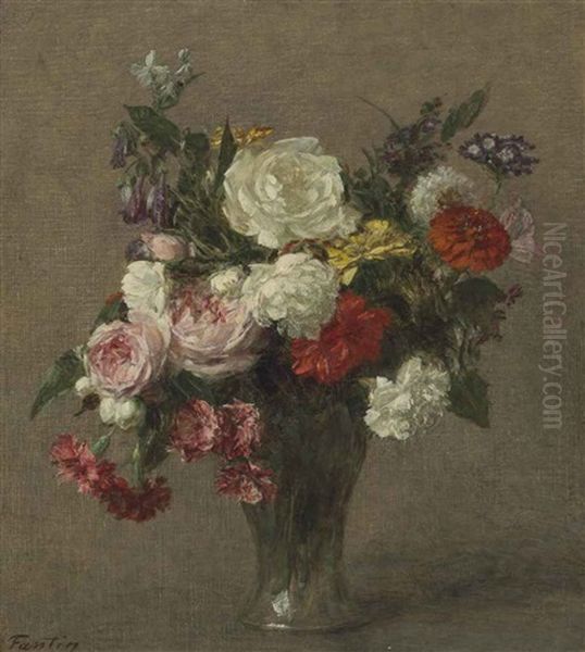 Bouquet De Fleurs Oil Painting by Henri Fantin-Latour