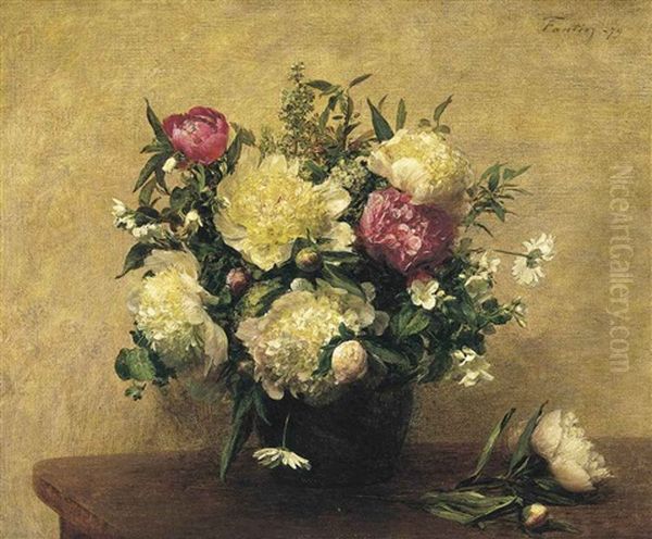 Vase De Pivoines Oil Painting by Henri Fantin-Latour