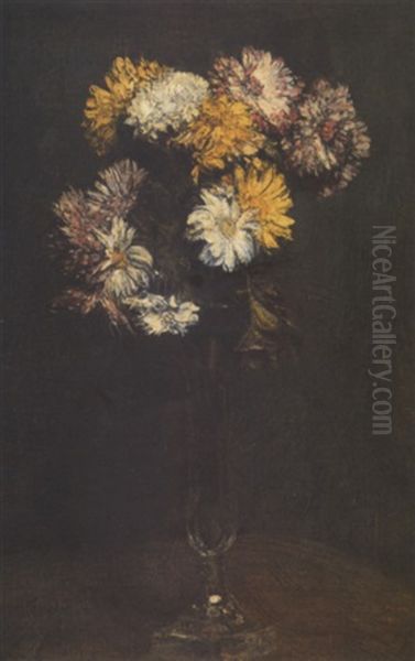 Chrysanthemes Oil Painting by Henri Fantin-Latour