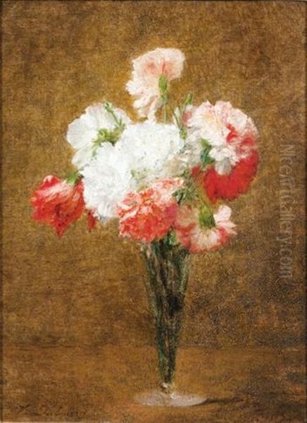 Vase D'oeillets Oil Painting by Victoria Dubourg