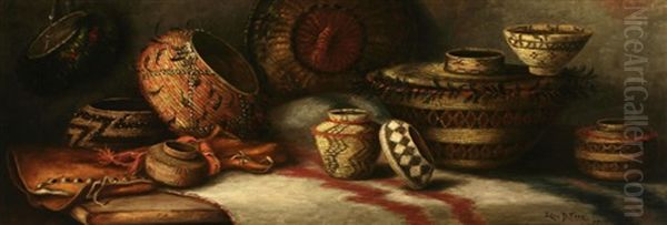 Indian Baskets Oil Painting by Ellen Francis Burpee Farr