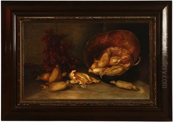Still Life With Tamales And Chili Peppers Oil Painting by Ellen Frances Farr