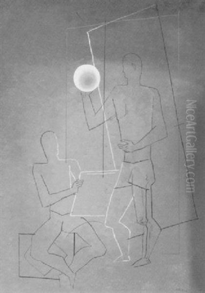 Two Men Standing Oil Painting by Alexandre Fasini