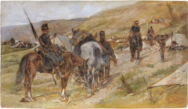 Accampamento Di Soldati Oil Painting by Giovanni Fattori