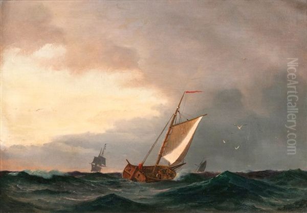 Auf Offener See Oil Painting by Viggo Fauerholdt