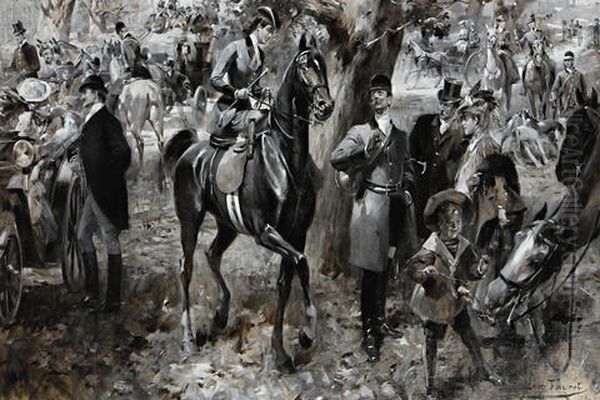 Retour De Chasse A Cour Oil Painting by Jean Joseph Leon Fauret