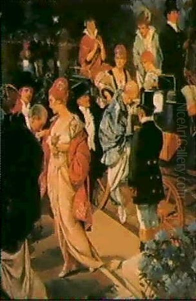 Going To A Reception Oil Painting by Jean Joseph Leon Fauret