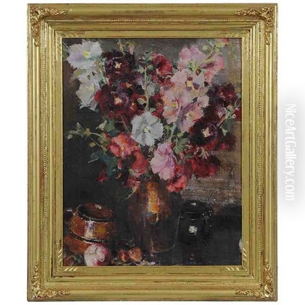 Hollyhocks Oil Painting by Nicolai Ivanovich Fechin