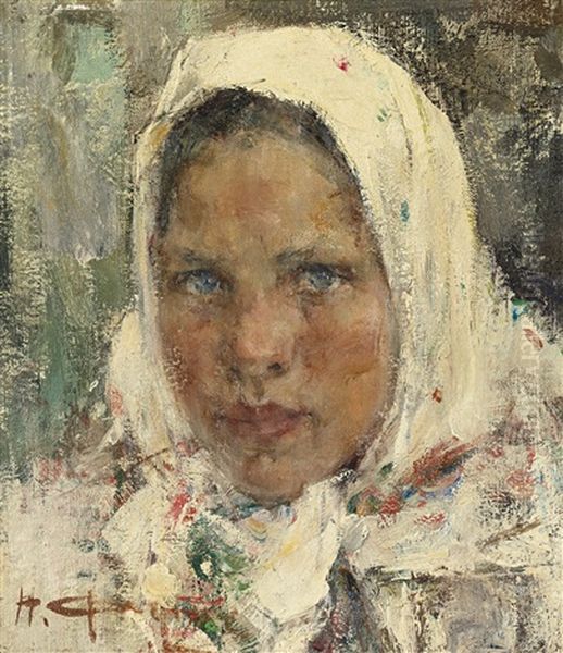 Peasant Girl Oil Painting by Nicolai Ivanovich Fechin