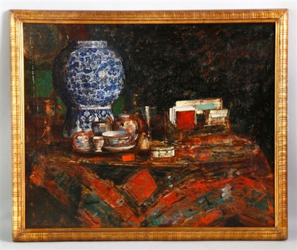 Still Life With Oriental Vase Oil Painting by Nicolai Ivanovich Fechin