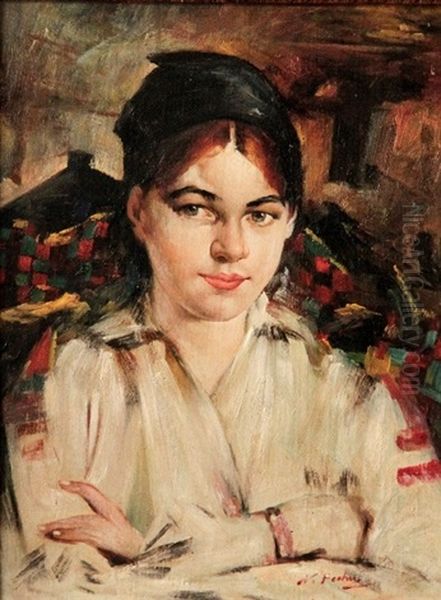 Portrait Of Daughter Eya Oil Painting by Nicolai Ivanovich Fechin