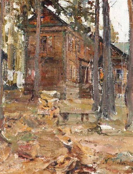House In The Forest Oil Painting by Nicolai Ivanovich Fechin