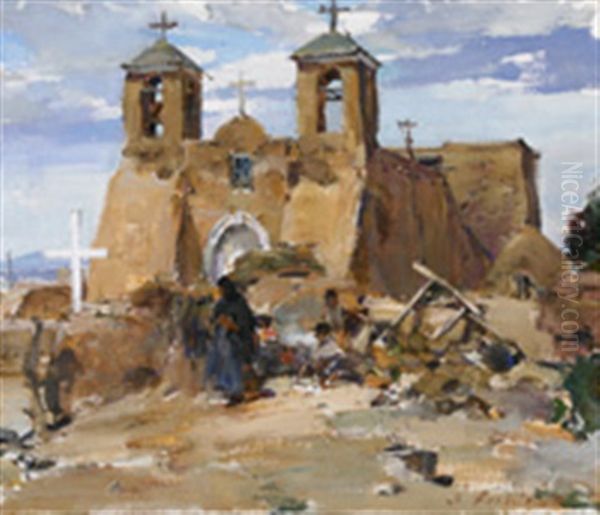 Old Church Of Ranchos Oil Painting by Nicolai Ivanovich Fechin