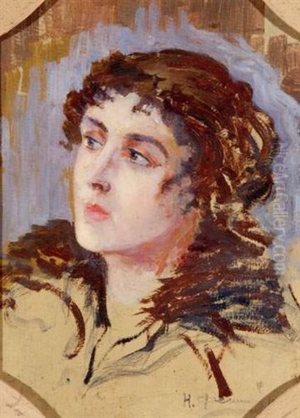 Portrait De Femme Oil Painting by Nicolai Ivanovich Fechin