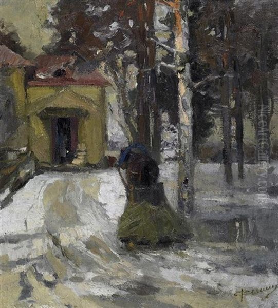 Kapelle Im Verschneiten Winterwald Oil Painting by Nicolai Ivanovich Fechin