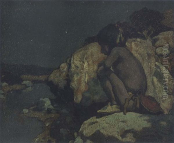 Papoose By Moonlight Oil Painting by Nicolai Ivanovich Fechin