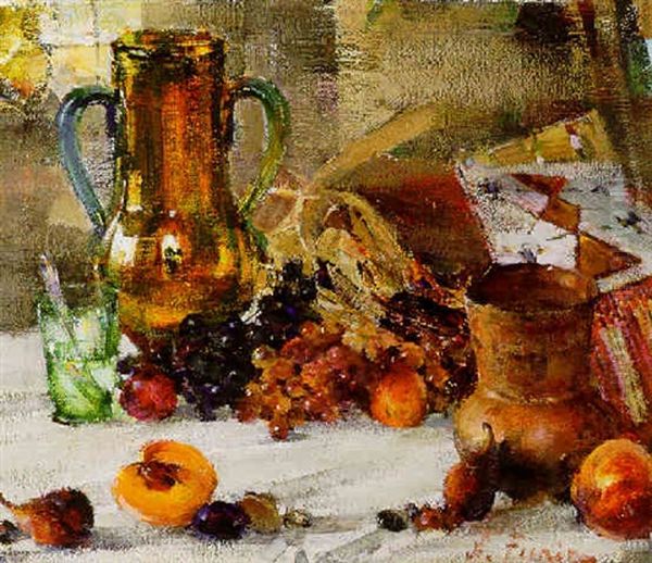 Still Life - Green Glass Oil Painting by Nicolai Ivanovich Fechin