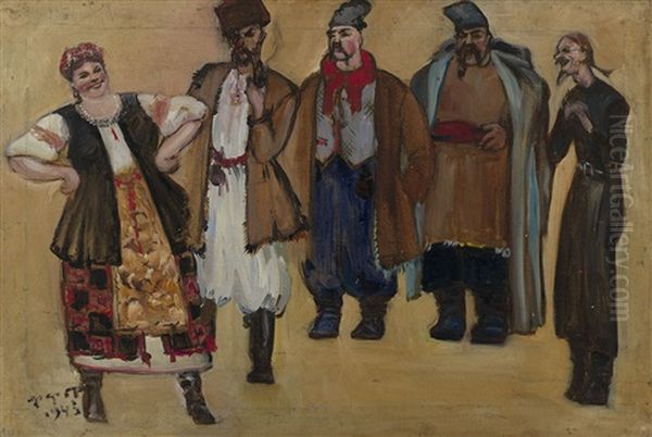 Costume Design For The Opera Evening On A Farm Near Dikan'ka Oil Painting by Fedor Fedorovich Fedorovsky