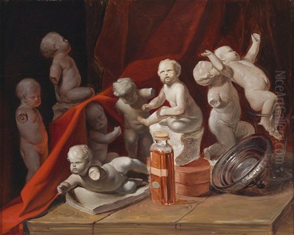 Stillleben Mit Putti Oil Painting by Peter Fendi
