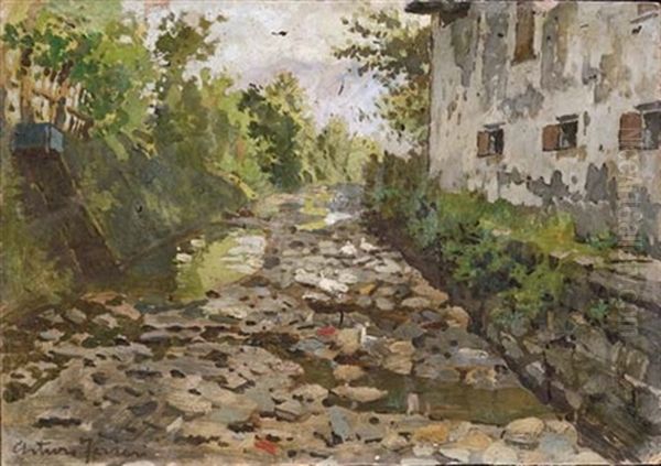 Torrente In Val D'aosta Oil Painting by Arturo Ferrari
