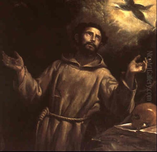 Der Heilige Franziskus Empf,ngt Die Wundmale Christi Oil Painting by Orazio Ferraro