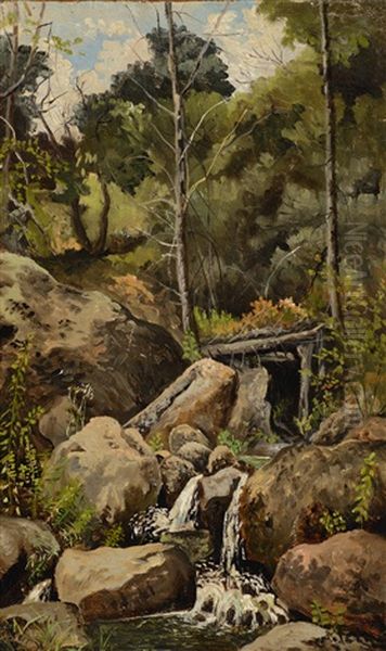 Wooded Forest; Majestic Mountain Oil Painting by John Fery