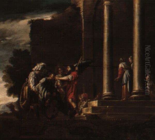 Tobias Healing Tobit Oil Painting by Domenico Feti