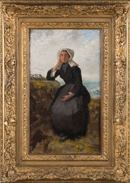 Femme Devant La Mer Oil Painting by Francois Nicolas Augustin Feyen-Perrin