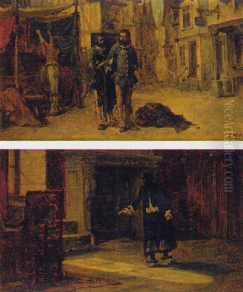 Les Comediens Oil Painting by Benjamin Eugene Fichel
