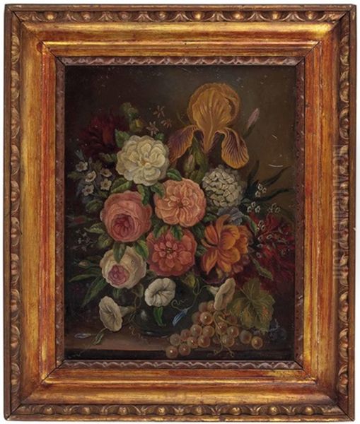 Stillleben Mit Blumen Und Weinranke Oil Painting by Anton Fidler