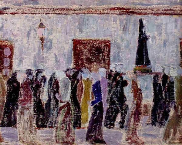 Misa Del Encuentro 2, La Virgen En La Procesion Oil Painting by Pedro Figari