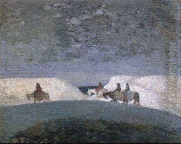Reiter In Den Duenen Unter Hohem Sommerhimmel Oil Painting by Pedro Figari
